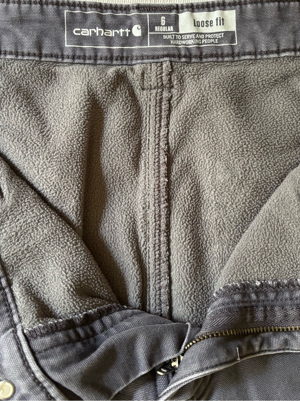 Carhartt Women’s Gray Fleece Lined Size 6 Work Pants - Utility Pocket Trousers - Picture 3 of 3